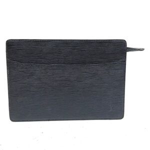Louis Vuitton Pochette Homme Clutch Black Leather  SR1918